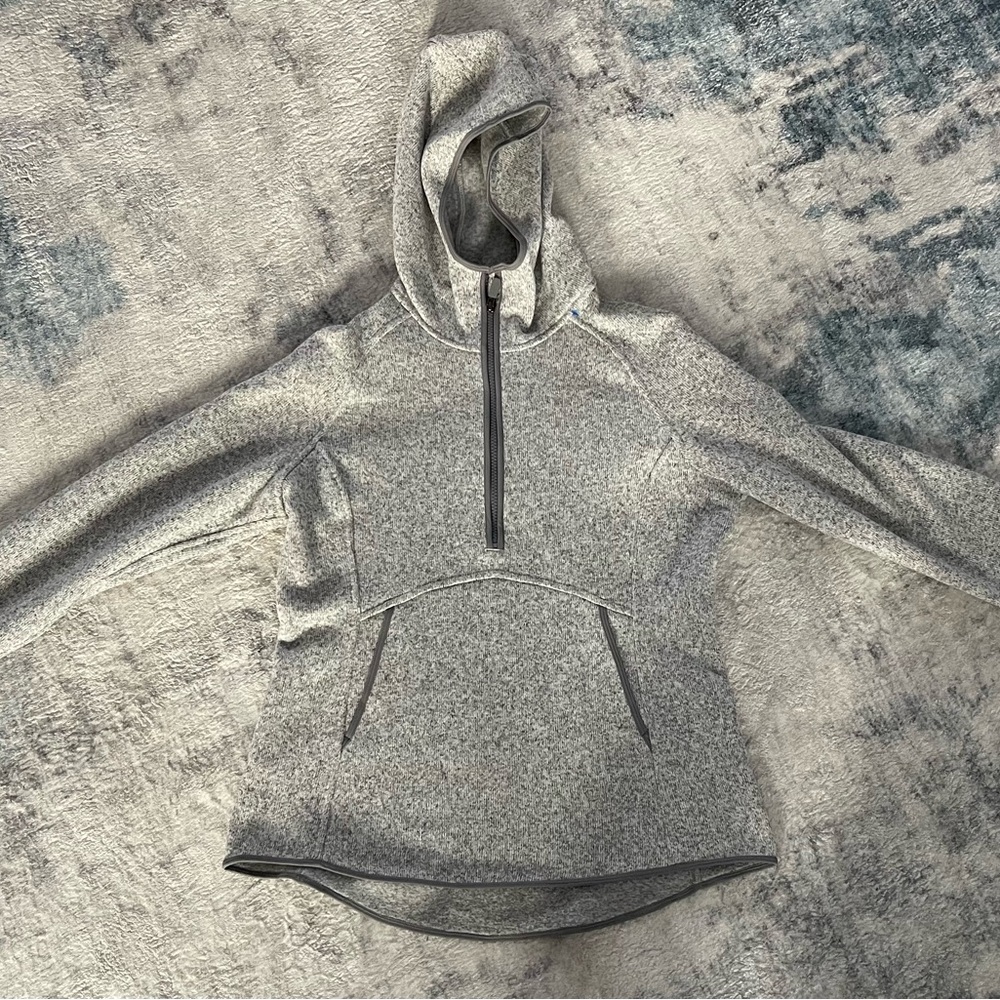 Gray Hooded Pullover with Zipper